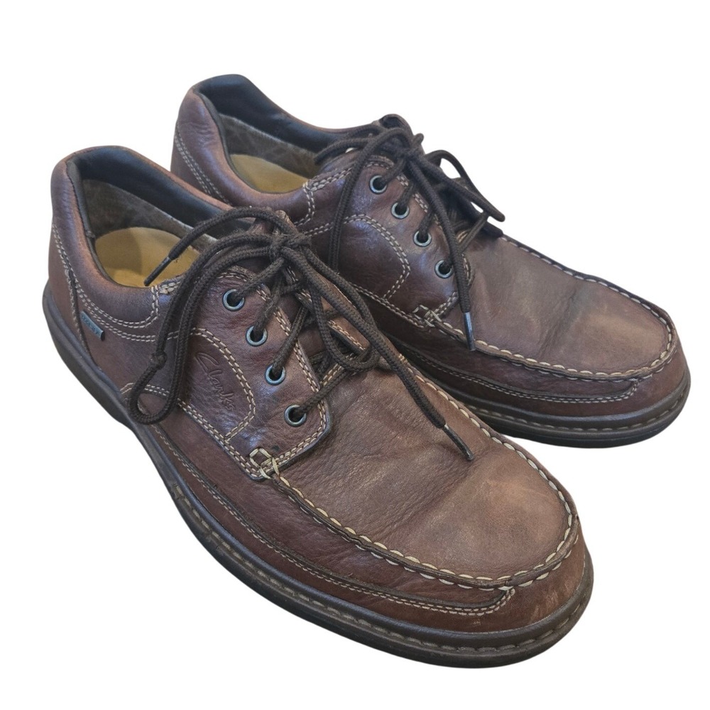 Clarks Men's Active Air Brown Leather Loafers Oxfords Lace Up Comfort Size‎ 10W
